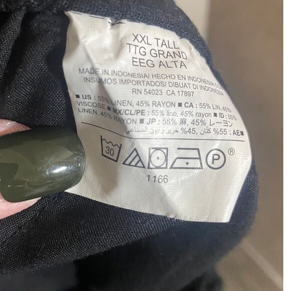 Old Navy Black Linen Blend Wide Leg Pant Drawstring Waist High Rise Sz XXL T - Picture 6 of 8